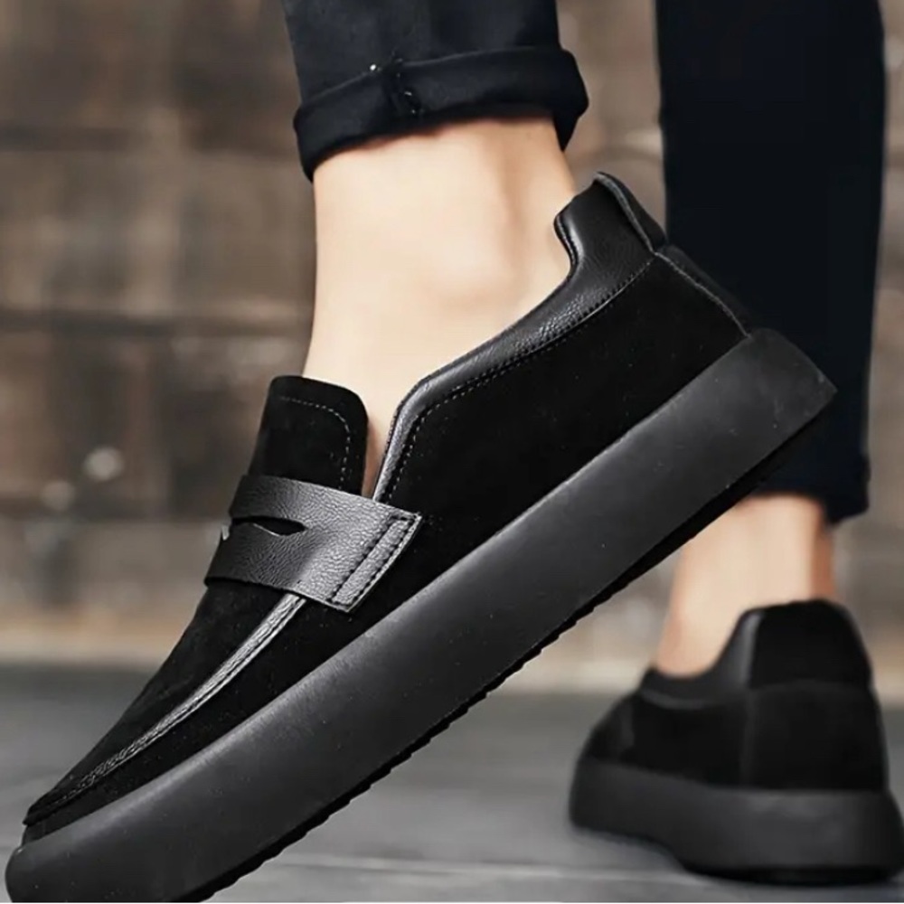 Men's Solid Casual Penny Loafers, Wear-resistant Lightweight